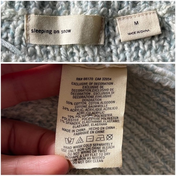 Anthropologie Sleeping on Snow Light Blue embellished sweater oversized Medium - Picture 6 of 6